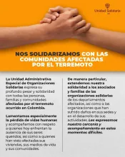 La Unidad Solidaria expresa su solidaridad con las comunidades afectadas por el terremoto